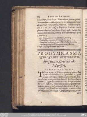 Progymnasma Quinquagesimumtertium. Simplicitas, & lentitudo Magistri. Torannius, Egesippus.