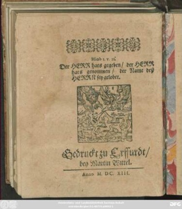 Gedenck und Erinnerungs Predigt/ Von dem grawsamen Gewitter/ und schräcklichem Gewässer/ darmit Thüringen heimgesuchet worden : am ... 29. May/ dieses ... 1613. Jahrs