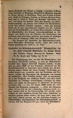 Anzeiger für Literatur der Bibliothekwissenschaft. 1840, 1840 (1841)