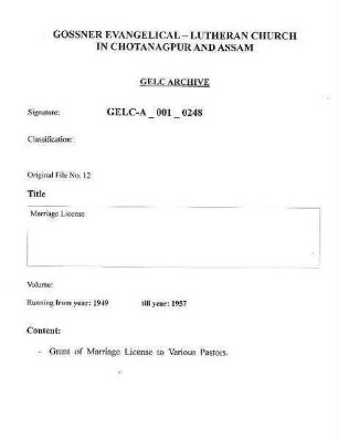 Marriage License