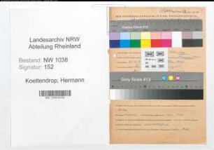 Entnazifizierung Hermann Koettendrop , geb. 20.12.1884 (Bueroleiter)