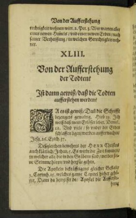 XLIII. Von der Aufferstehung der Todten?