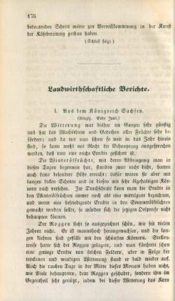 Landwirthschaftliche Berichte.