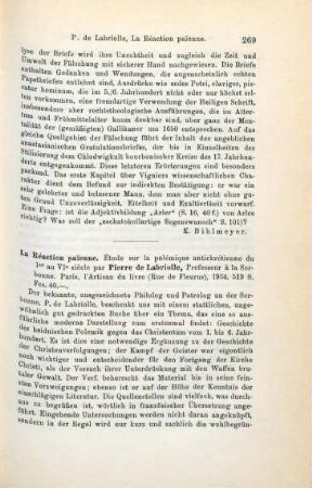 269-270 [Rezension] Labriolle, Pierre de, La réaction païenne