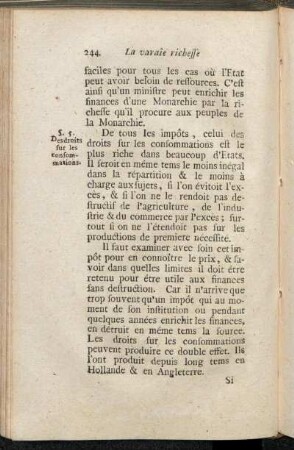 §. 5. Des droits sur les consommations.