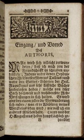 Eingang / und Vorred Deß Authoris.