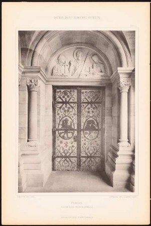 Herz-Jesu-Kirche, Berlin-Prenzlauer Berg: Perspektivische Ansicht Portal der Taufkapelle