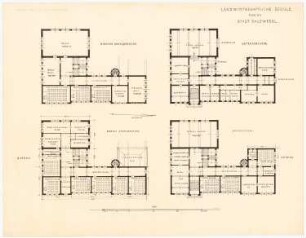 Landwirtschaftsschule Salzwedel: Grundrisse UG, EG, 1.OG, 2.OG 1:200