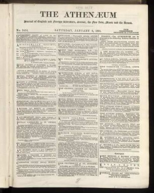 THE ATHENAEUM Journal of English and foreign Literature, Science, the fine Arts, Music and the Drama.