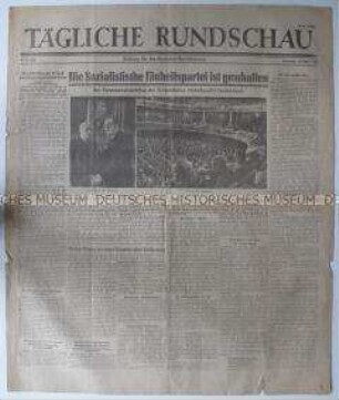 Sowjetischen Tageszeitung für die deutsche Bevölkerung "Tägliche Rundschau" u.a. zur Gründung der SED