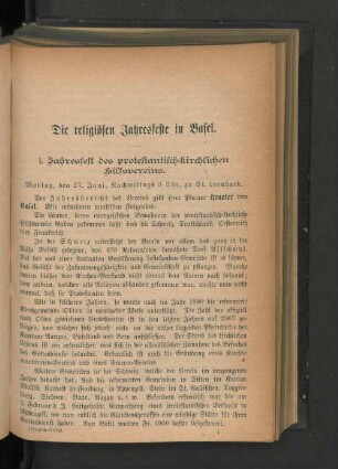 I. Jahresbericht des protestantisch-kirchlichen Hilfsvereins.