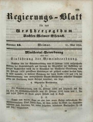 Nr. 13 : 11. Mai 1850
