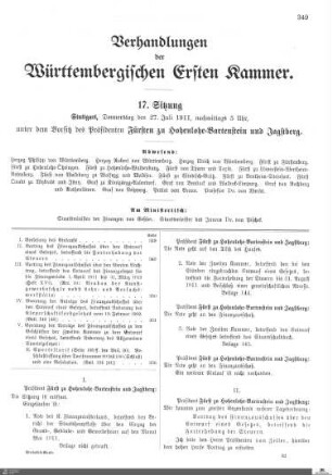 17. Sitzung, Stuttgart, 27.7.1911