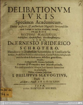 Delibationum iuris. Specimen academicum