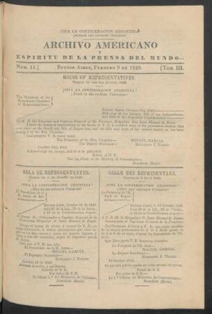 Número 11. - Buenos Aires, Febrero 9 de 1849.