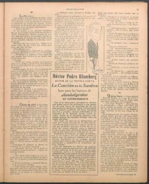 Héctor Pedro Blomberg, autor de la novela corta La Canción en la Sombra hace para los lectores de Mundo argentino su autobiografía