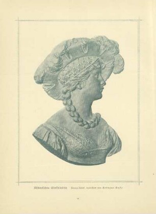 Altdeutsches Edelfräulein. Bronze-Relief, modelliert von Erdmann Encke