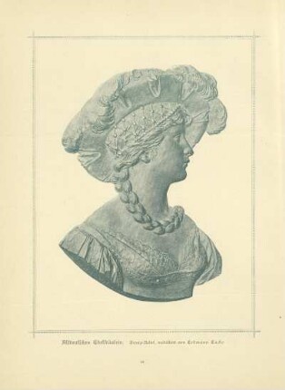 Altdeutsches Edelfräulein. Bronze-Relief, modelliert von Erdmann Encke
