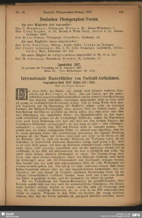 Internationale Musterblätter von Portrait-Aufnahmen