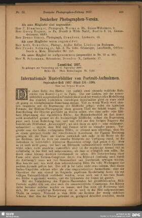 Internationale Musterblätter von Portrait-Aufnahmen