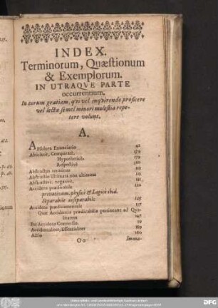 Index. Terminorum, Quaestionum & Exemplorum.