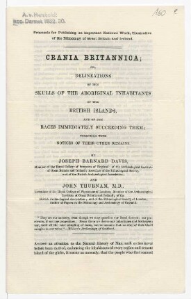 Crania Britannica; or, Delineations of the skulls of the Aboriginal inhabitants of the British Islands...