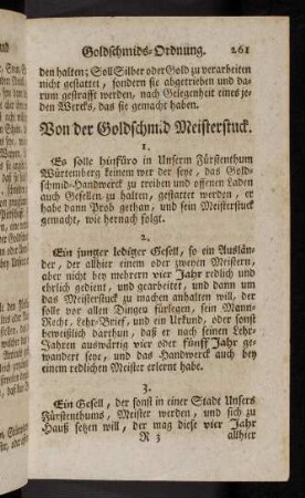 261-272, Von der Goldschmid Meisterstuck. Von Lehr-Jungen. Von Gesellen.