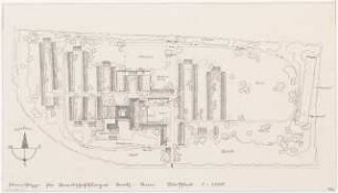 Grünflächen am Bereitschaftslager der Pommerschen Industrie, Barth-Stein: Ideenskizze Lageplan 1:1000