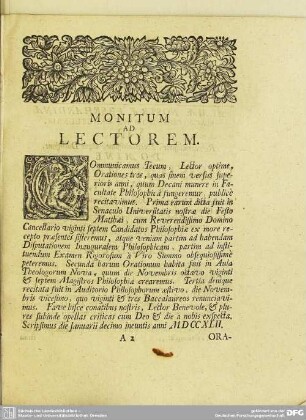 Monitum Ad Lectorem