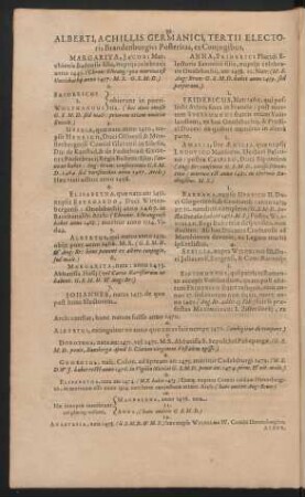 Alberti, Achillis Germanici, Tertii Electoris Brandenburgici Posteritas, ex Coniugibus