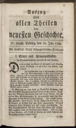 IV. Nachl. Coburg, den 28. Jan. 1758.