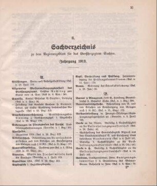 Sachverzeichnis zu dem Regierungsblatt für das Großherzogtum Sachsen