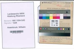 Entnazifizierung Wilhelm Assenbruck , geb. 21.08.1912 (Kaufmaennischer Angestellter)
