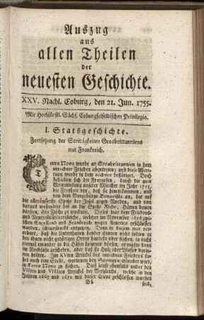 XXV. Nachl. Coburg, den 21. Jun. 1755.