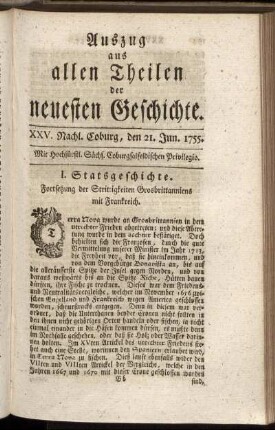 XXV. Nachl. Coburg, den 21. Jun. 1755.