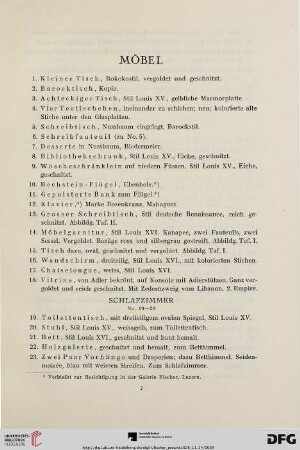 Möbel (Nr. 1-109)