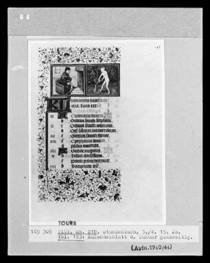 Stundenbuch Karls V. — Monatsblatt Januar mit Tierkreiszeichen Wassermann, Folio 193