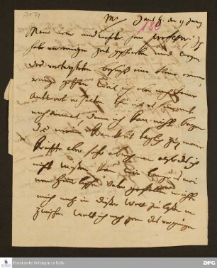 Brief von Maria Sophia v. Reichenbach an August Hermann Francke.