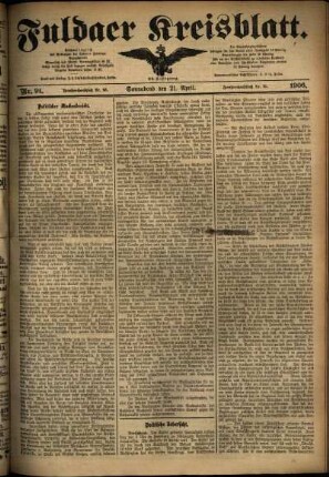 Ausgabe vom Samstag, den 21. April 1906.