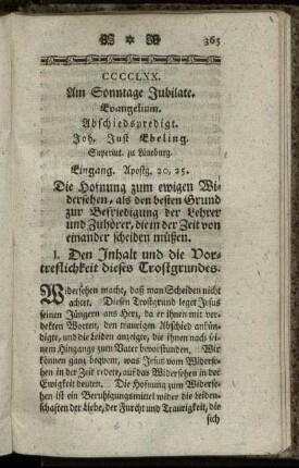 CCCCLXX. Am Sonntage Jubilate. Evangelium. Abschiedspredigt.