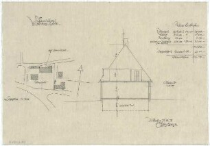 Gsaenger, Gustav; Rosenberg - Hütte (Bayern); Gemeindesaal - Lageplan, Querschnitt