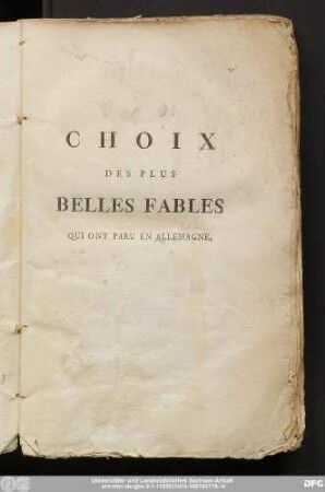 Choix Des Plus Belles Fables Qui Ont Paru En Allemagne, Imitées En Vers Français