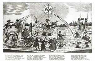 Karikatur auf die Französische Revolution 1789. Zeitgenössischer deutscher Stich