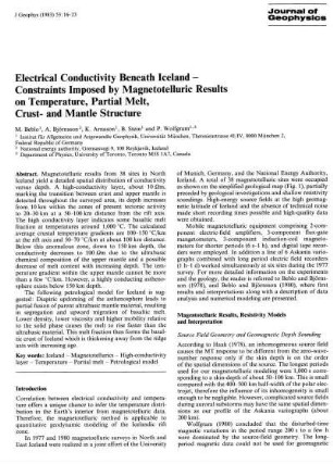 Electrical conductivity beneath Iceland - constraints imposed by magnetotelluric results on temperature, partial melt, crust- and mantle structure