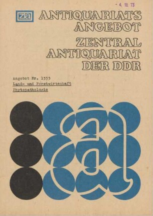 Nr. 1333: Land- und Forstwirtschaft Phytopathologie