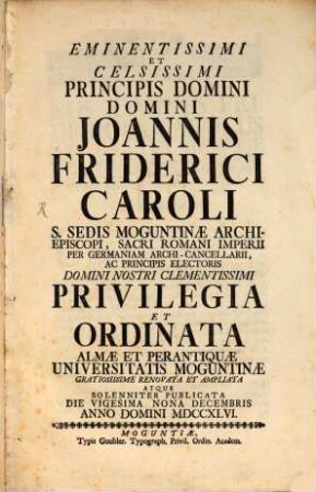 Privilegia Universitatis Moguntinae