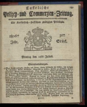 1806tes Jahr. 31tes Stück. Montag den 28ten Julius