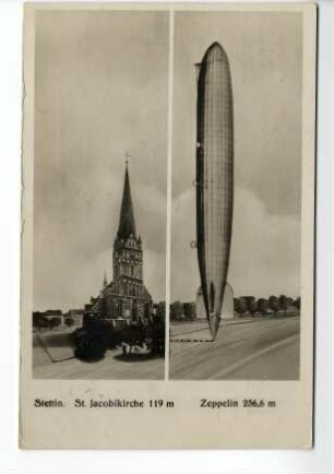 Stettin. St. Jacobikirche 119 m. Zeppelin 236,6 m