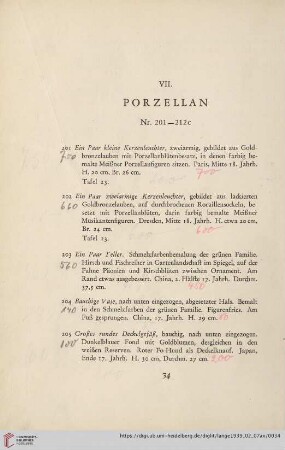 VII. Porzellan (Nr. 201-212c)
