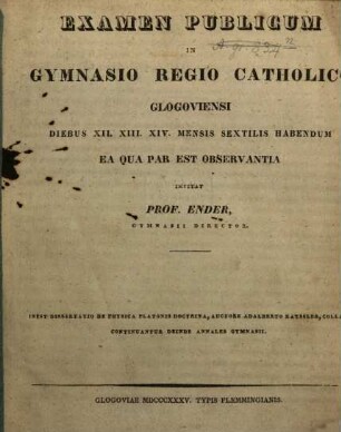 Dissertatio de physica Platonis doctrina